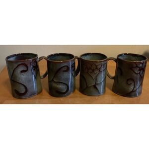 Set of 4 Mugs Abstract Florals Savoy Ambience Collection by‎ Euro Ceramica